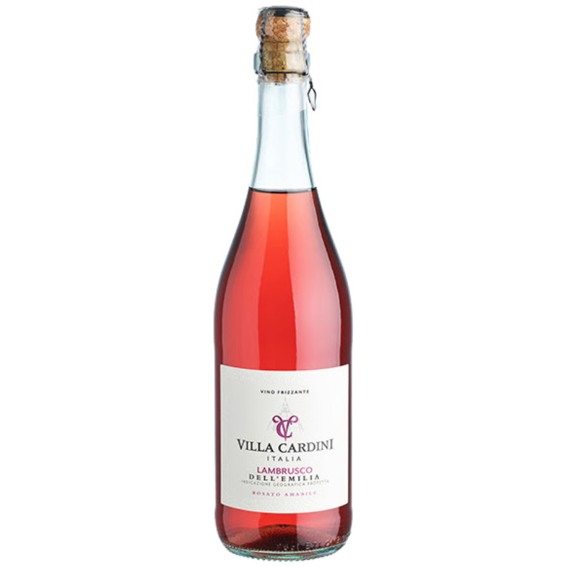 bouteille de vin Villa Cardini Lambrusco Rosato Amabile Rosé vin rosé pétillant italien
