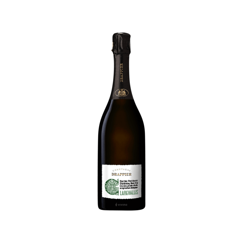 bouteille de champagne clarevallis drappier bio extra brut aux notes florales et minérales