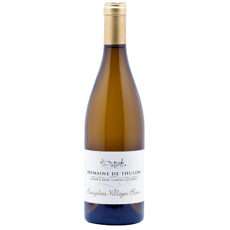 bouteille de vin Thulon blanc beaujolais villages blanc avec robe pâle et reflets dorés