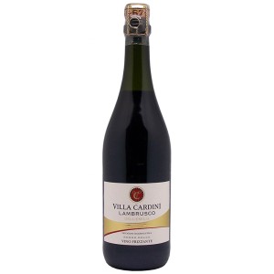 Bouteille de Villa Cardini Lambrusco Rosso Amabile Rouge vin pétillant italien d’Émilie-Romagne