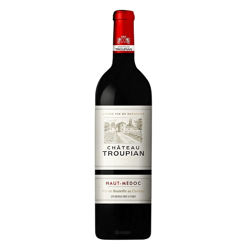 bouteille de vin rouge château Troupian haut médoc AOC élégante merlot