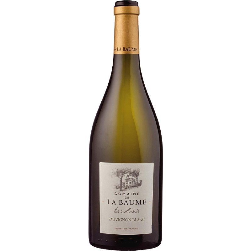 bouteille de vin blanc les mariés sauvignon pays d’oc igp au profil aromatique frais et expressif