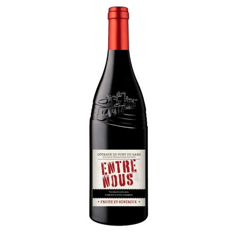Bouteille de vin entre nous - côteaux du pont du gard rouge merlot syrah