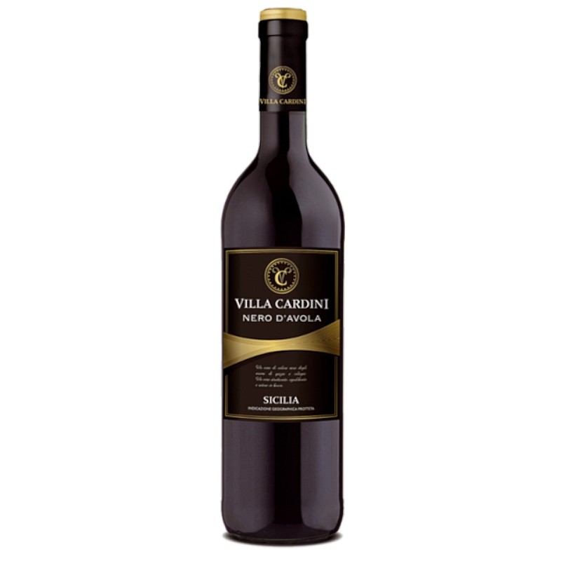 bouteille de vin Néro d’Avola Sicilia Rouge Villa Cardini vin rouge de Sicile