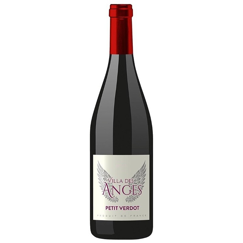 bouteille de vin rouge villa des anges petit verdot au caractère puissant et fruité