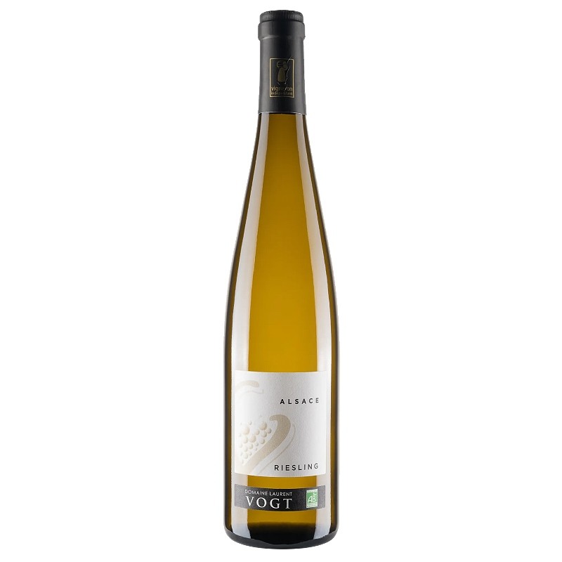 bouteille de vin riesling alsace blanc domaine vogt vin blanc frais et floral